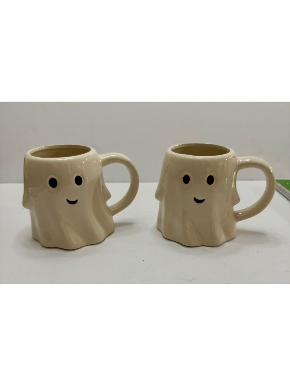 NEW HALLOWEEN GHOST MUGS (2) off white
